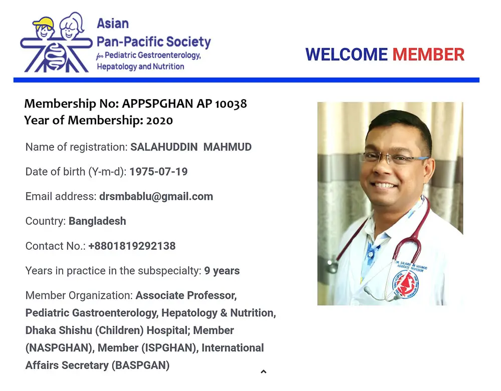 APPSPGHAN Membership Details