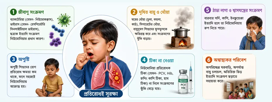 শিশুর নিউমোনিয়ার প্রধান কারণসমূহ 